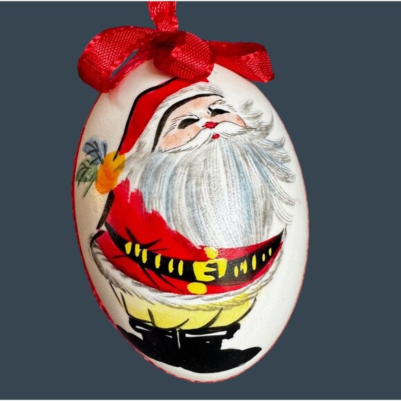 Hand Painted Eggshell Ornament Santa Multicolor 2.5 Inch - Picture 3 of 4